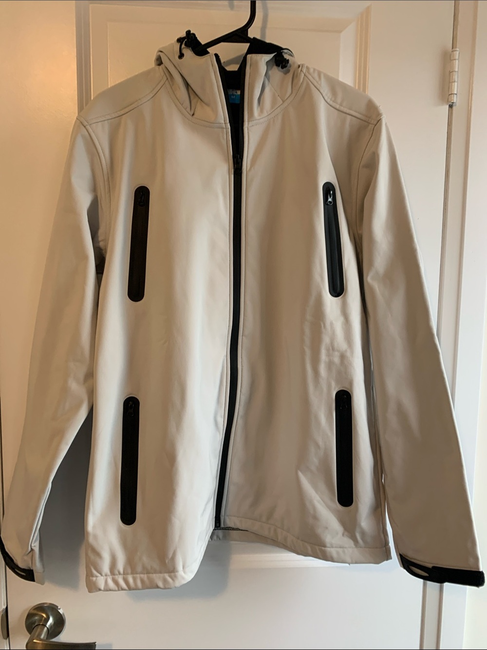 Lightweight Grey Hooded Softshell Waterproof Jacket with Fleece Lining